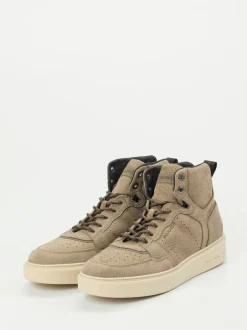 Woolrich – High-Top Sneaker aus Nubukleder Sandbeige