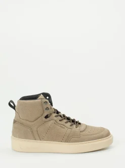 Woolrich – High-Top Sneaker aus Nubukleder Sandbeige