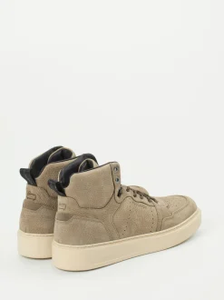 Woolrich – High-Top Sneaker aus Nubukleder Sandbeige