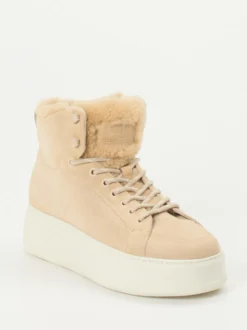 Woolrich – High-Top Sneaker aus Veloursleder beige
