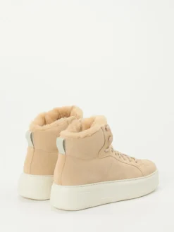 Woolrich – High-Top Sneaker aus Veloursleder beige