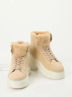 Woolrich – High-Top Sneaker aus Veloursleder beige