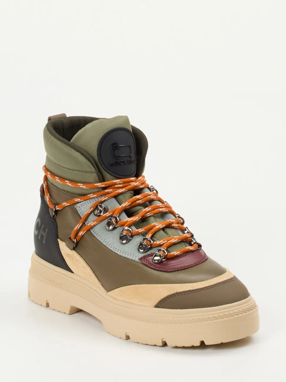 Woolrich – Hiking-Stiefel aus Lammleder in Oliv-Mix