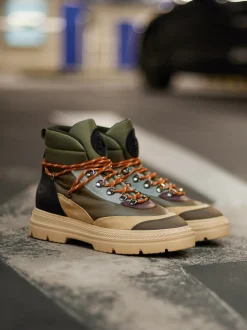 Woolrich – Hiking-Stiefel aus Lammleder in Oliv-Mix