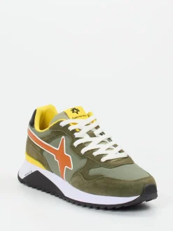 W6YZ – Retro-Sneaker aus Veloursleder Olivgrün