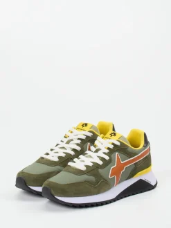 W6YZ – Retro-Sneaker aus Veloursleder Olivgrün