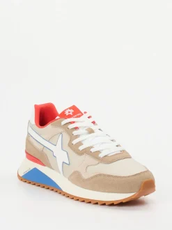 W6YZ – Retro-Sneaker aus Veloursleder Beige