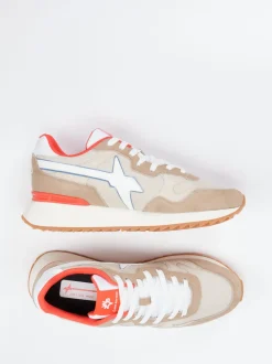 W6YZ – Retro-Sneaker aus Veloursleder Beige