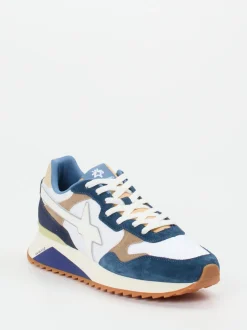 W6YZ – Sneaker aus Veloursleder weiß-blau