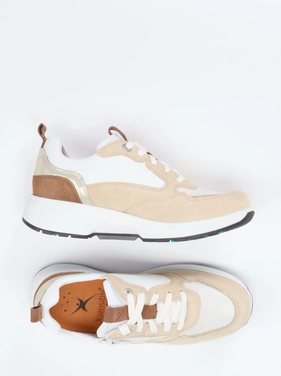 Xsensible – Komfort-Sneaker aus Veloursleder beige