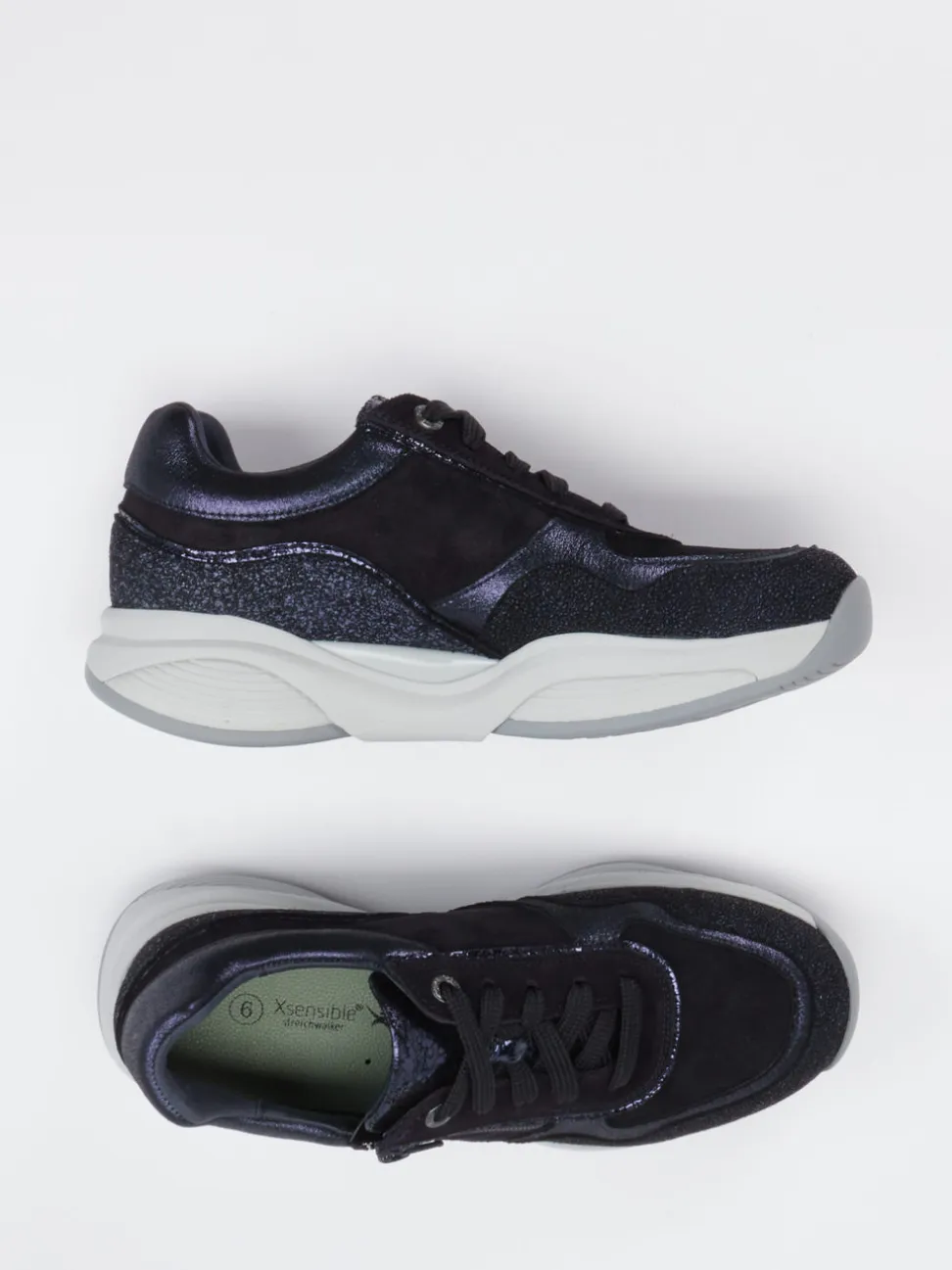 XSensible – Komfort-Sneaker aus Veloursleder Schwarz