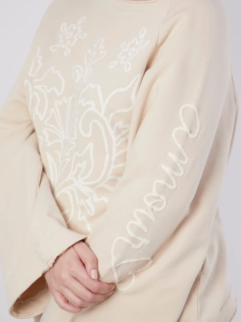 Yippie Hippie – Sweatshirt aus Baumwolle in Creme